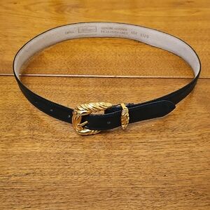 Worthington Leather Belt in Black With Gold Rope Buckle